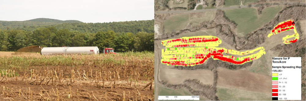 scene of a field in the fall and an aerial view map